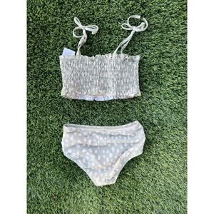 Liewood Mikaela printed smocked bikini set Green & white girl's sz 4